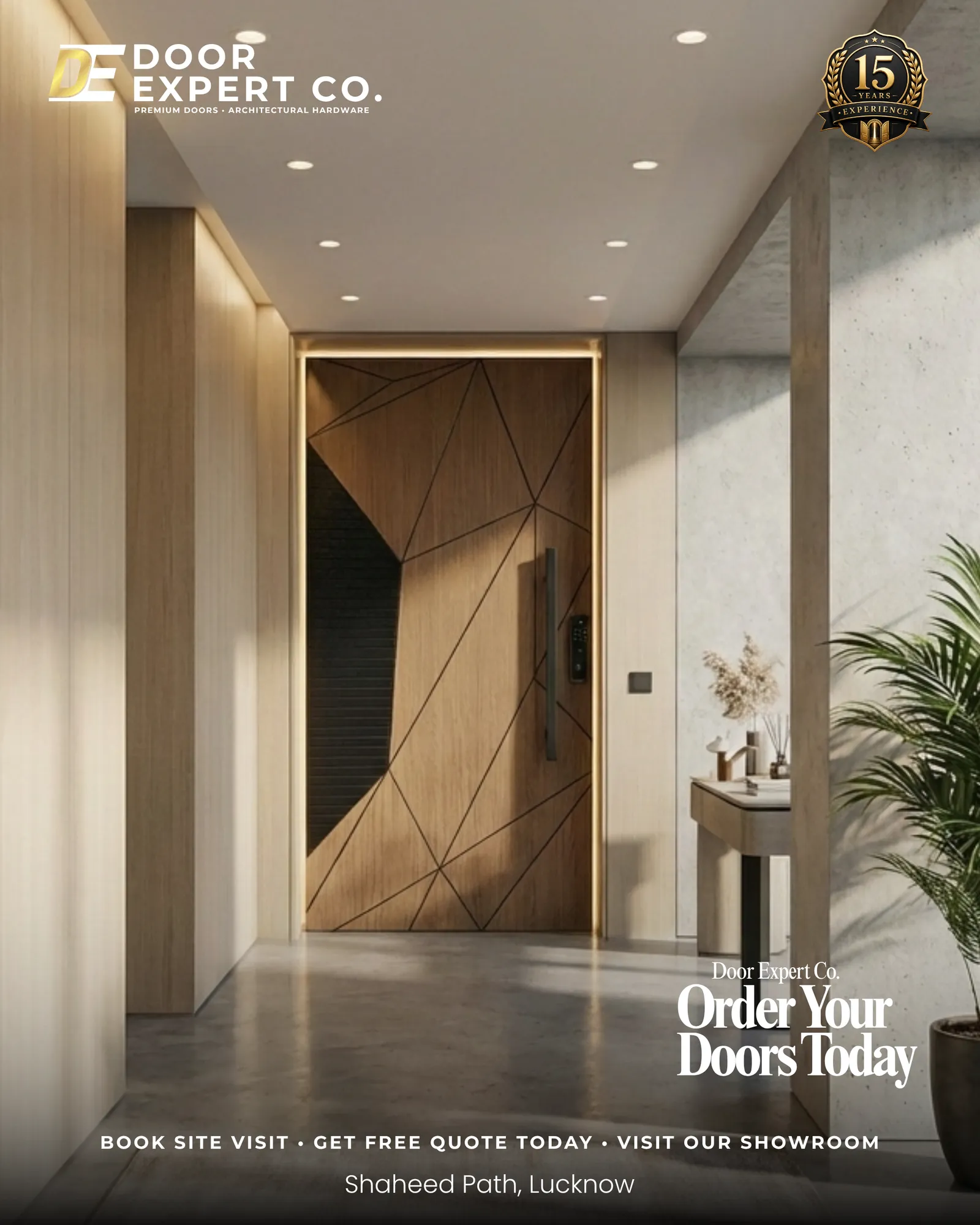 Golden Inlay Designer Door supplied in Jaunpur by Door Expert Co, Lucknow