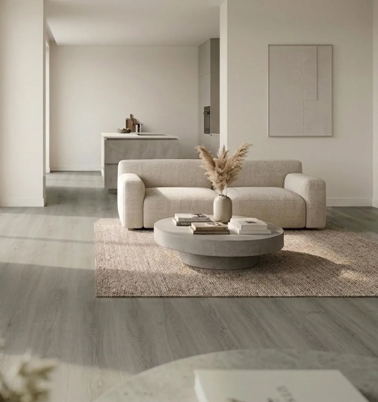 Admire Grey Oak wooden flooring in a room