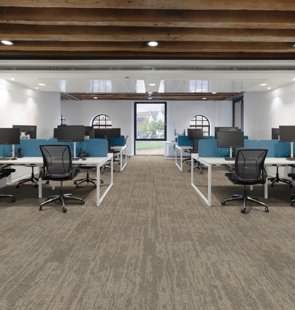 Avenue Brown carpet planks in a room