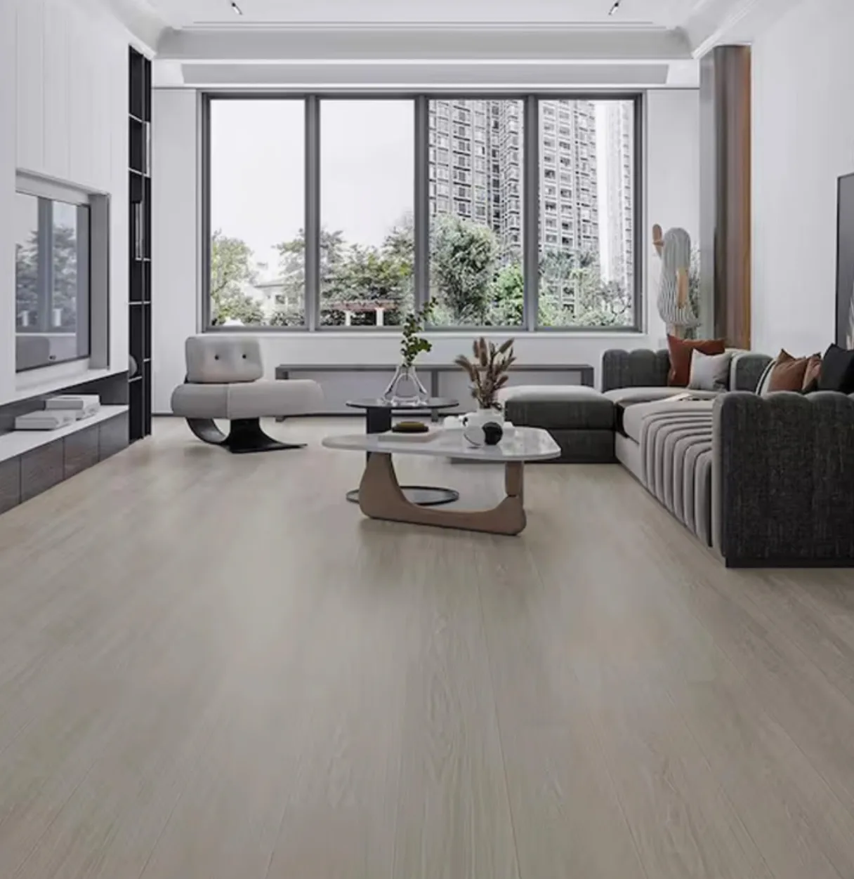Comfywood Grey Oak laminate wooden flooring in a room