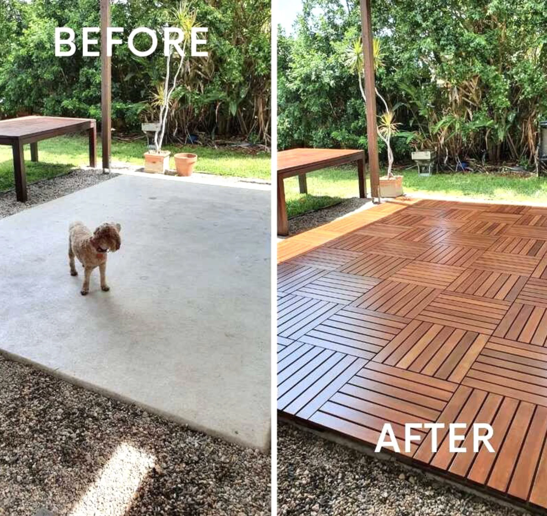 Hardwood — Before & after in a room