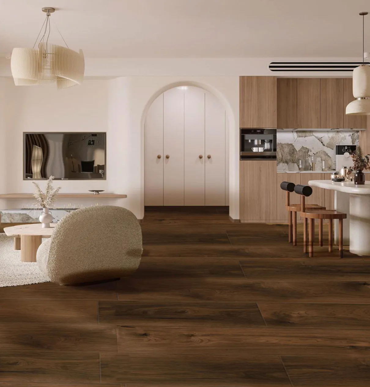 Prima Brown Oak laminate wooden flooring in a room