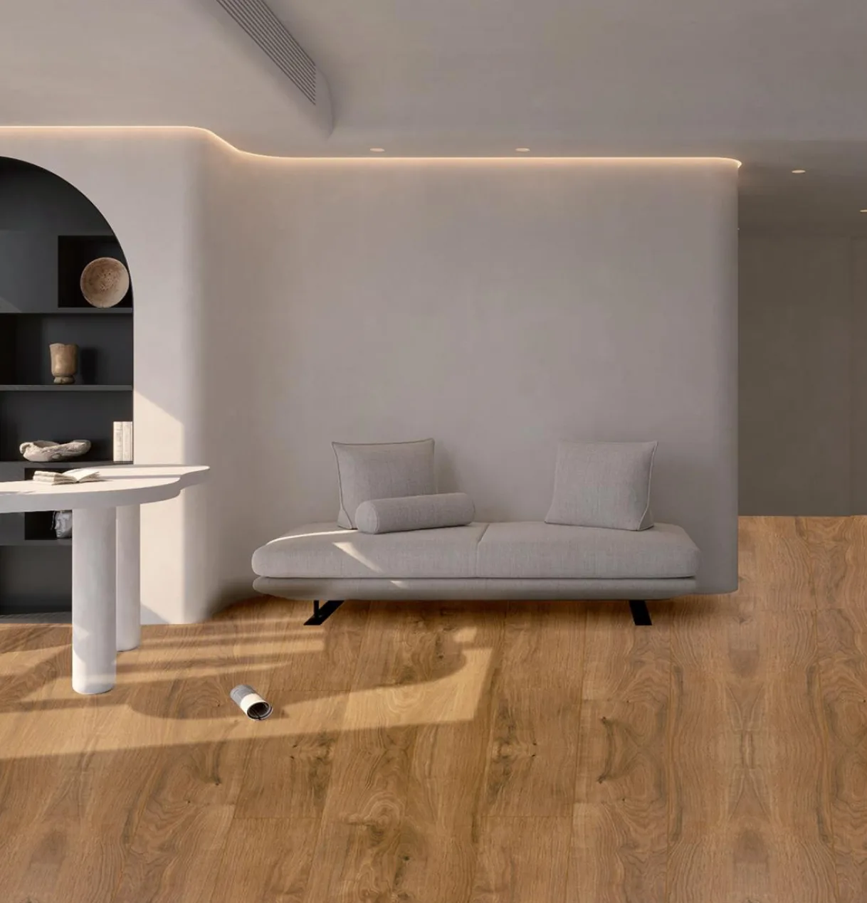 Prima Honey Oak laminate wooden flooring in a room