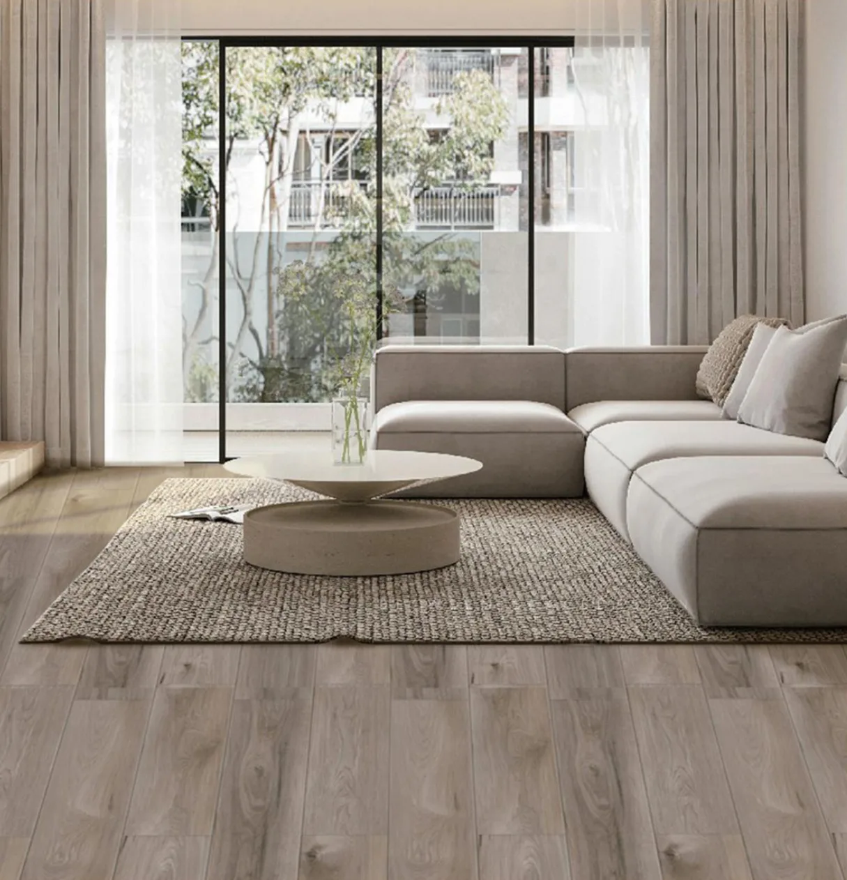 Prima Urban Walnut laminate wooden flooring in a room