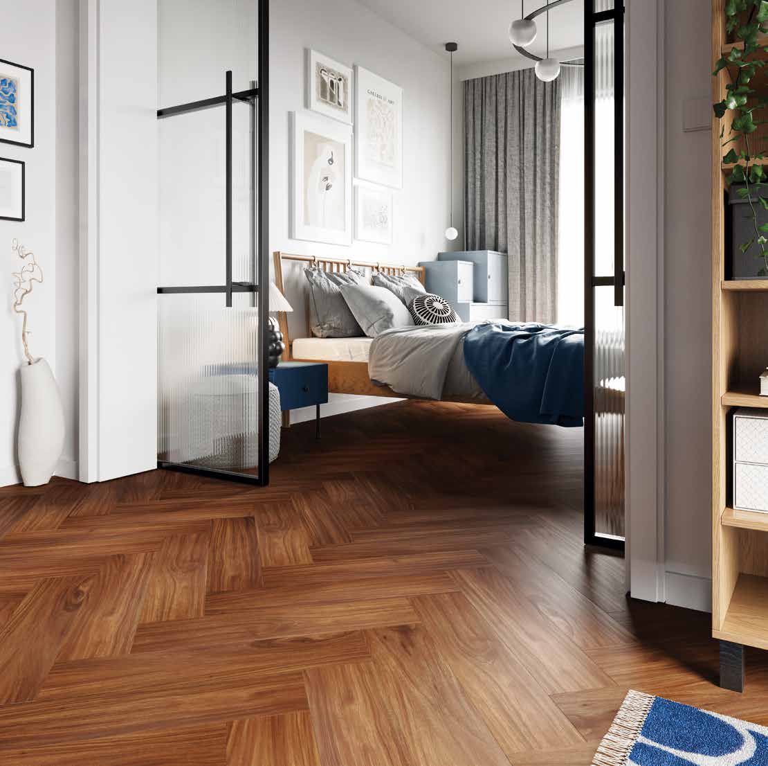 Primerra Herringbone — Golden Oak in a room