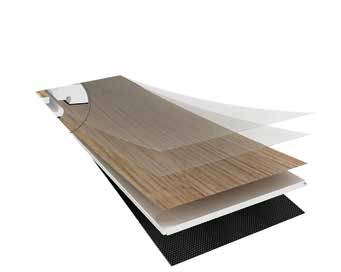 Layered structure of a Primerra Herringbone plank: UV Layer, Wear Layer, Colour Film, SPC Core, Unilin Lock, Foam Backing
