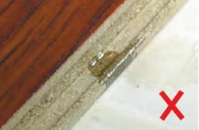 Water soaking into an uncoated plank edge