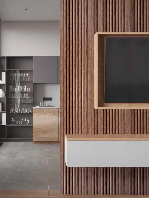 Woodrafter WRF-265 Dark Wood Fluted Wall Panel by Eurolam