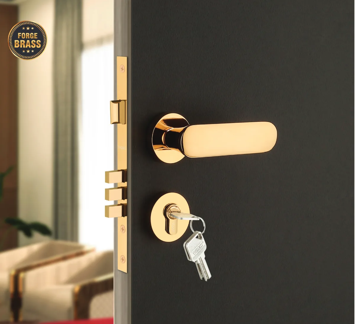VKAH VBR 7003 Brass Mortise Door Handle