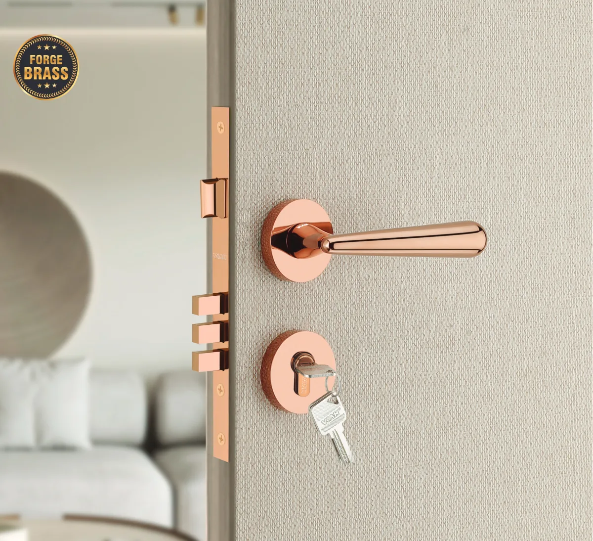 VKAH VBR 7008 Brass Mortise Door Handle